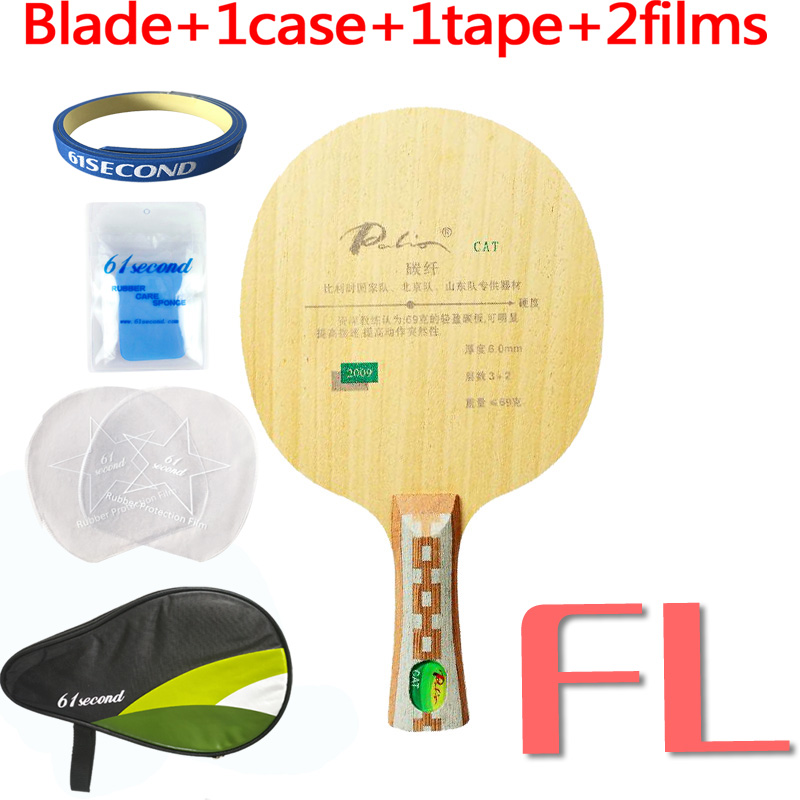 Palio cat bordtennisblad (lätt vikt, kol) racket pingis racket tenis de mesa paddel: Fl med hm-fodral