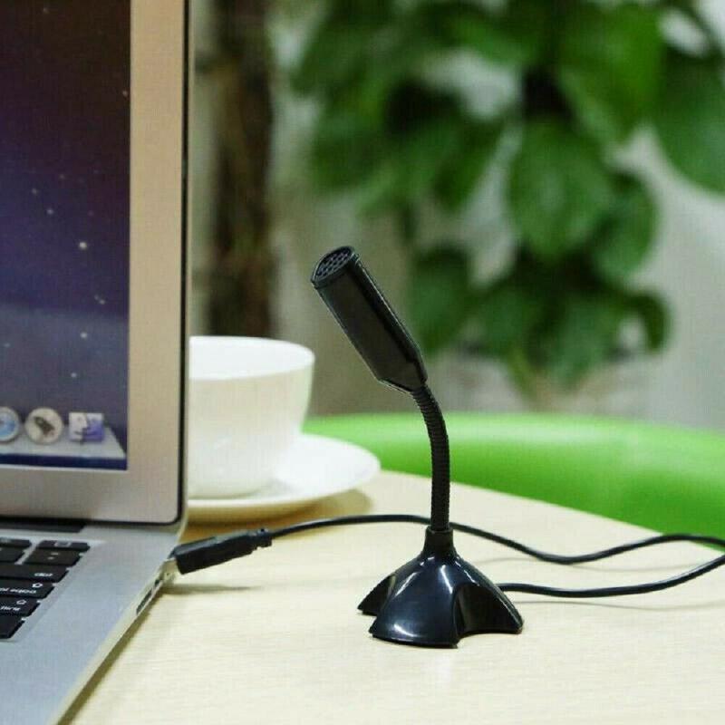 Micrófono de voz Mini USB para estudio, micrófono para portátil ajustable, micrófono con soporte para PC de escritorio de