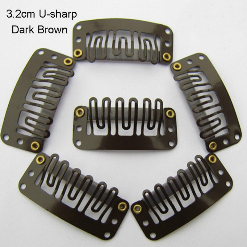 Clips de perruque U 3.2cm 2.7cm, 20 pièces/ensemble, Clips pour Extensions de cheveux naturels/tissage, accessoires de Salon moyen