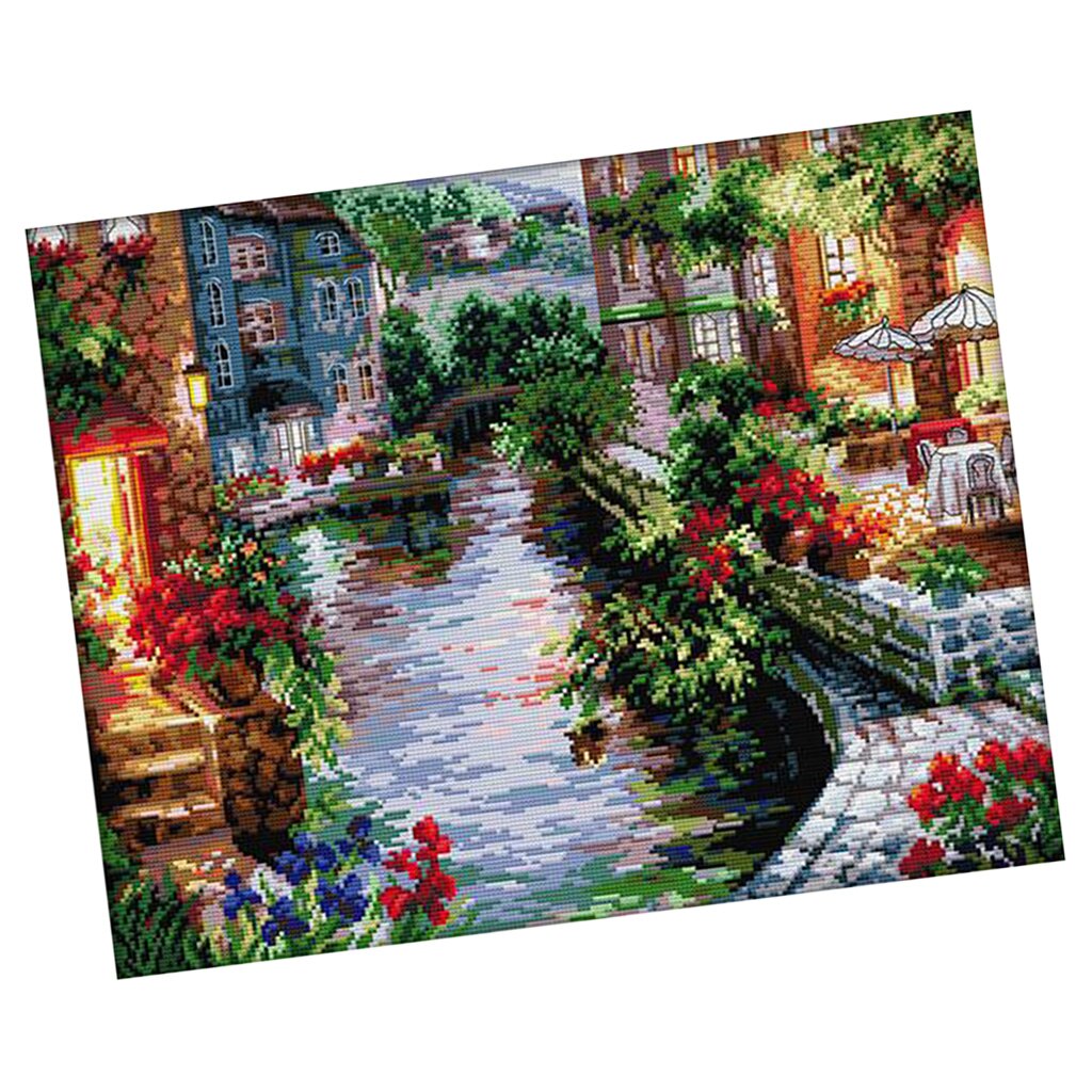 Cross Stitch Kits Embroidery Kit - The Lakeside House (Stamped) 14CT 48x40cm
