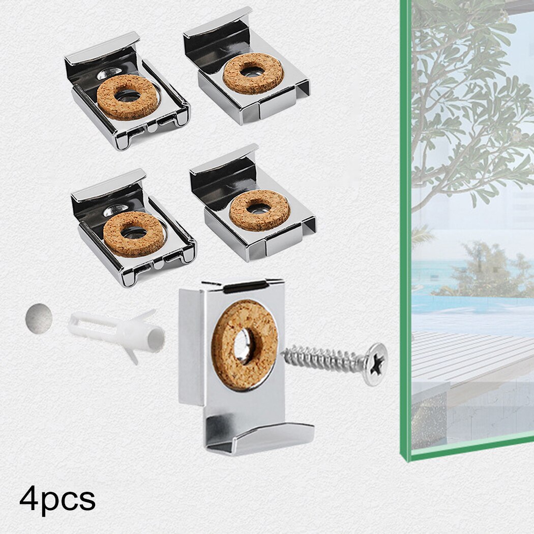 Frameless Bathroom Mirror Glass Wall Mounting Fixing Kit Hardware-With Screws Set 4-6mm 31mm*24mm*7mm