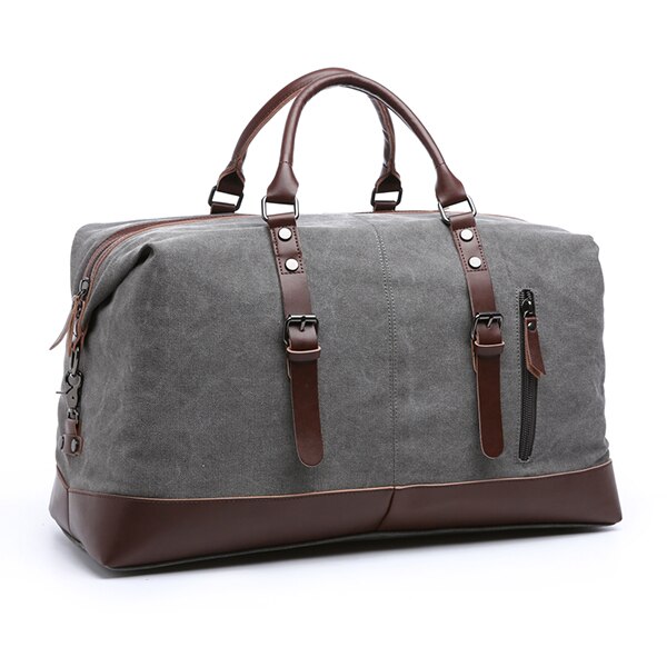 Canvas Mannen Reistassen Grote Capaciteit Lederen Bagage Plunjezakken Reizen Duffel Handtas Vouwen Reis Tas: Grey