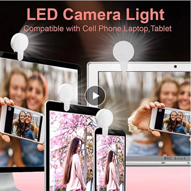 Clip-on Mobile Phone Fill Light 9 Lamp Beads Mini LED Selfie Ring Light Portable Circle Photography Clip Light Beauty Fill Lamp