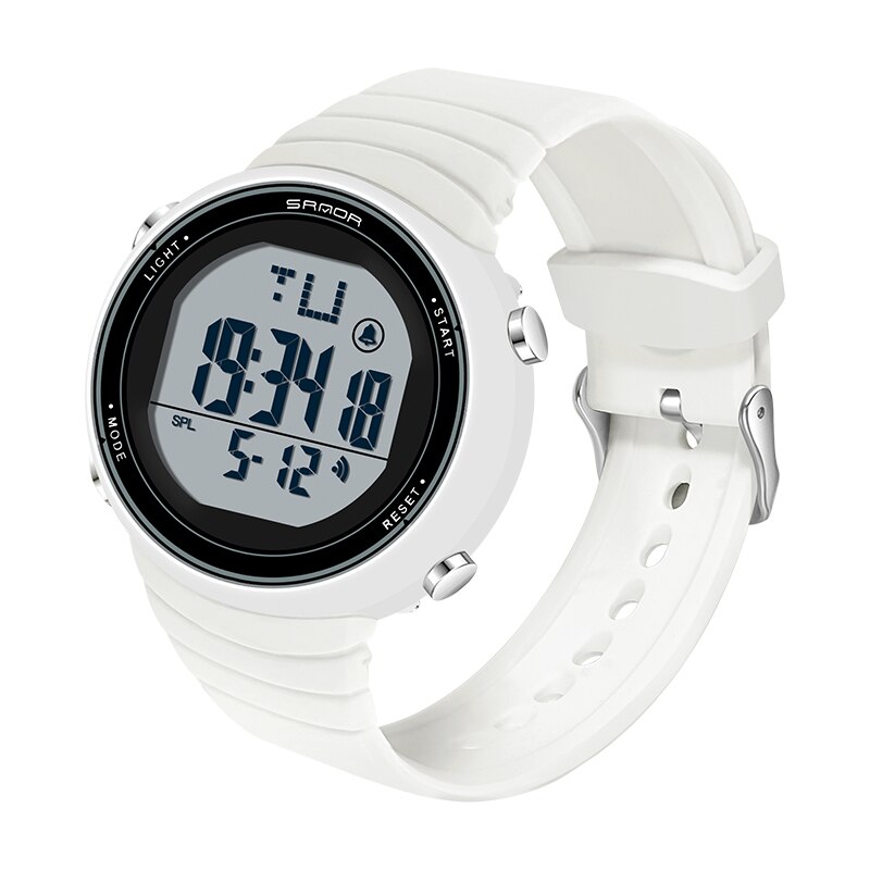 Women Digital LED Sports Watch Multifunctional Waterproof Ladies Pink Wrist-Watch Fit Girl Watches: white