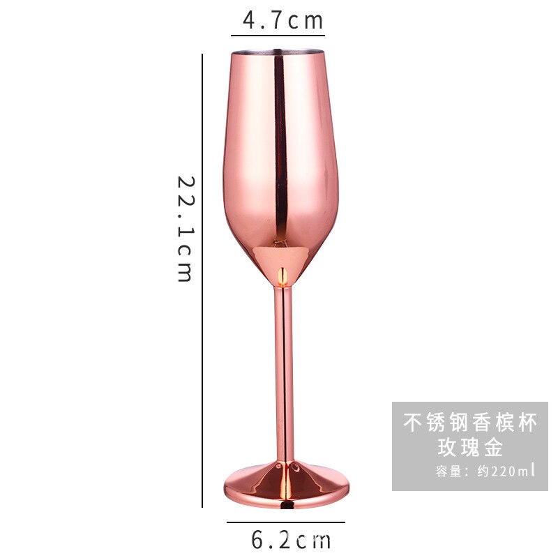 Stainless steel champagne glass wine glass cocktail glass metal wine glass bar restaurant goblet rose gold: a2