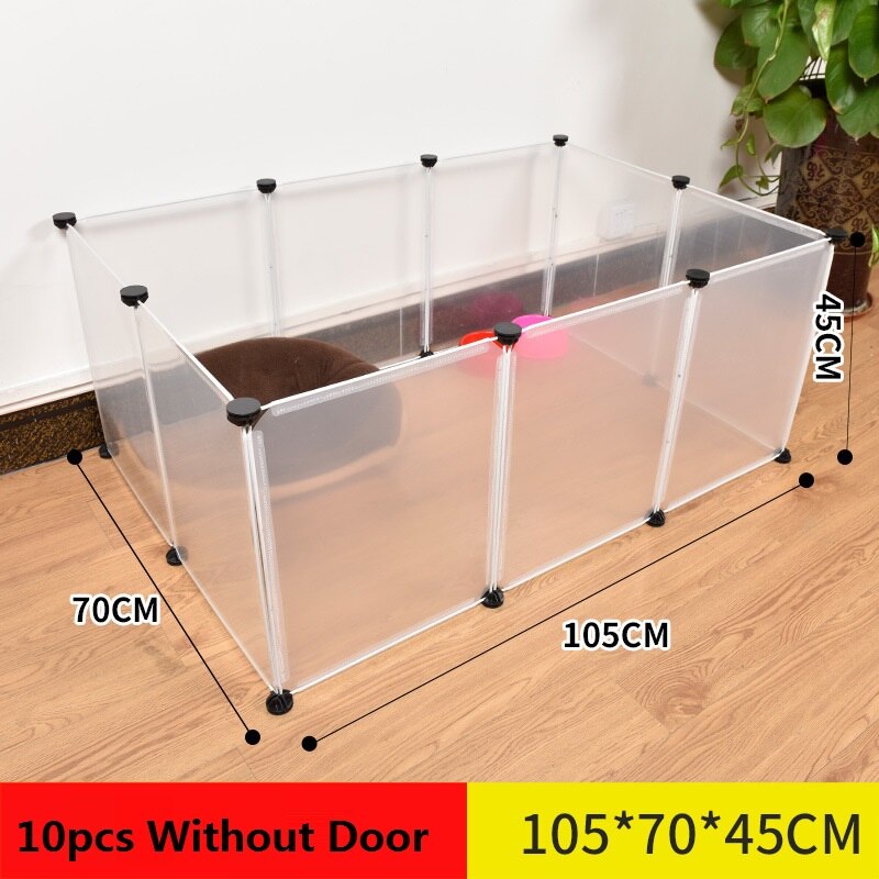 Pet Fences Transparent DIY Outdoor Enclosure Pet Playpen for Rabbits Guinea Pigs Puppy Cat Run Kennel Playing Sleeping Room: 10pcs Without Door
