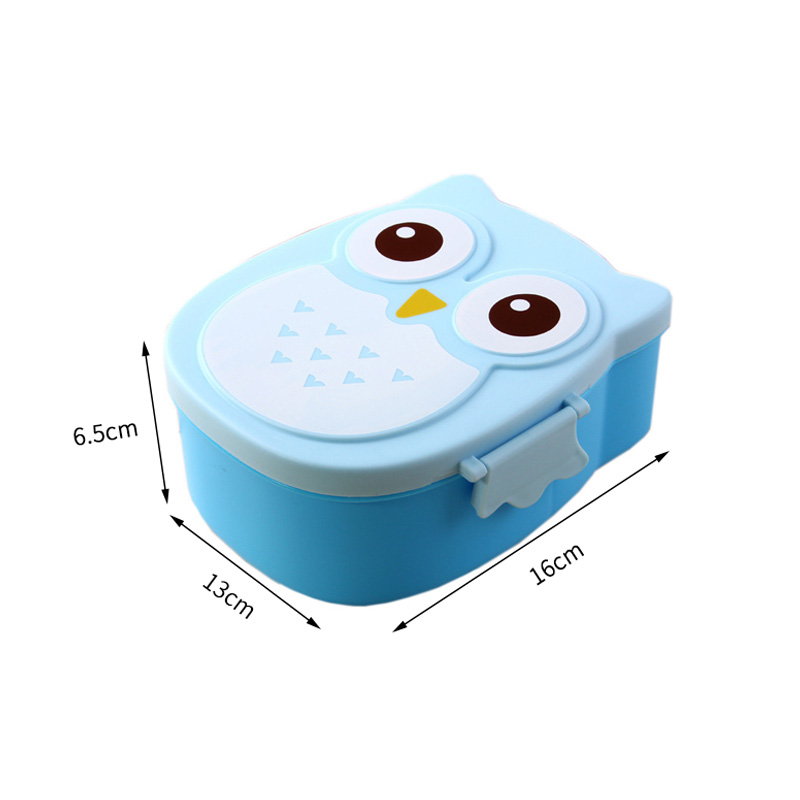 Tegneserie babymad retter ugle bærbar boks børn bento container frugt snack opbevaring kasser udendørs rejse sikkerhed  t2159