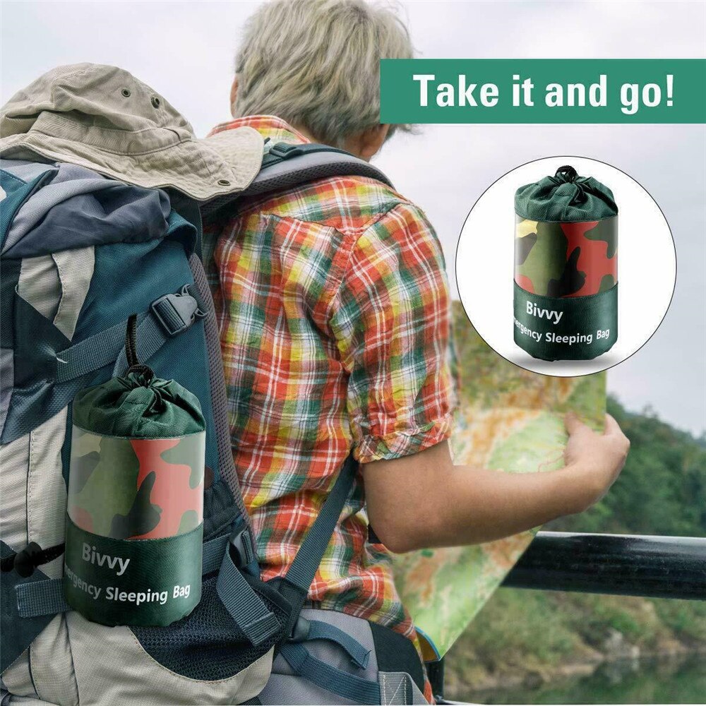 Waterdichte Camouflage Outdoor Nood Slaapzak Camping Trip Wandelen Ultra Licht Draagbare Camping Slaapzak