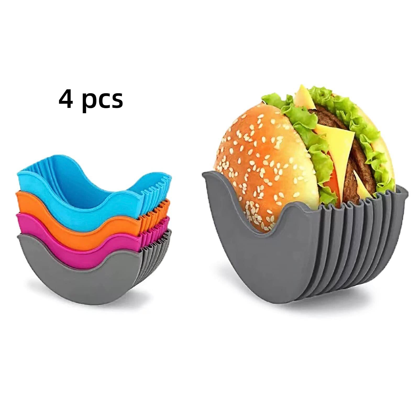 4 stuks intrekbare hamburger vaste doos verstelbare hamburgerhouders herbruikbare wasbare hamburgerclip hamburgerdoos: Default Title
