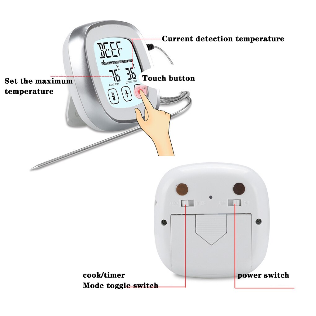 Food Cooking Digital Probe Timer Thermometer Kitchen BBQ Oven Grill Meat Thermometer Tool For BBQ Grilling Kitchen Accessories