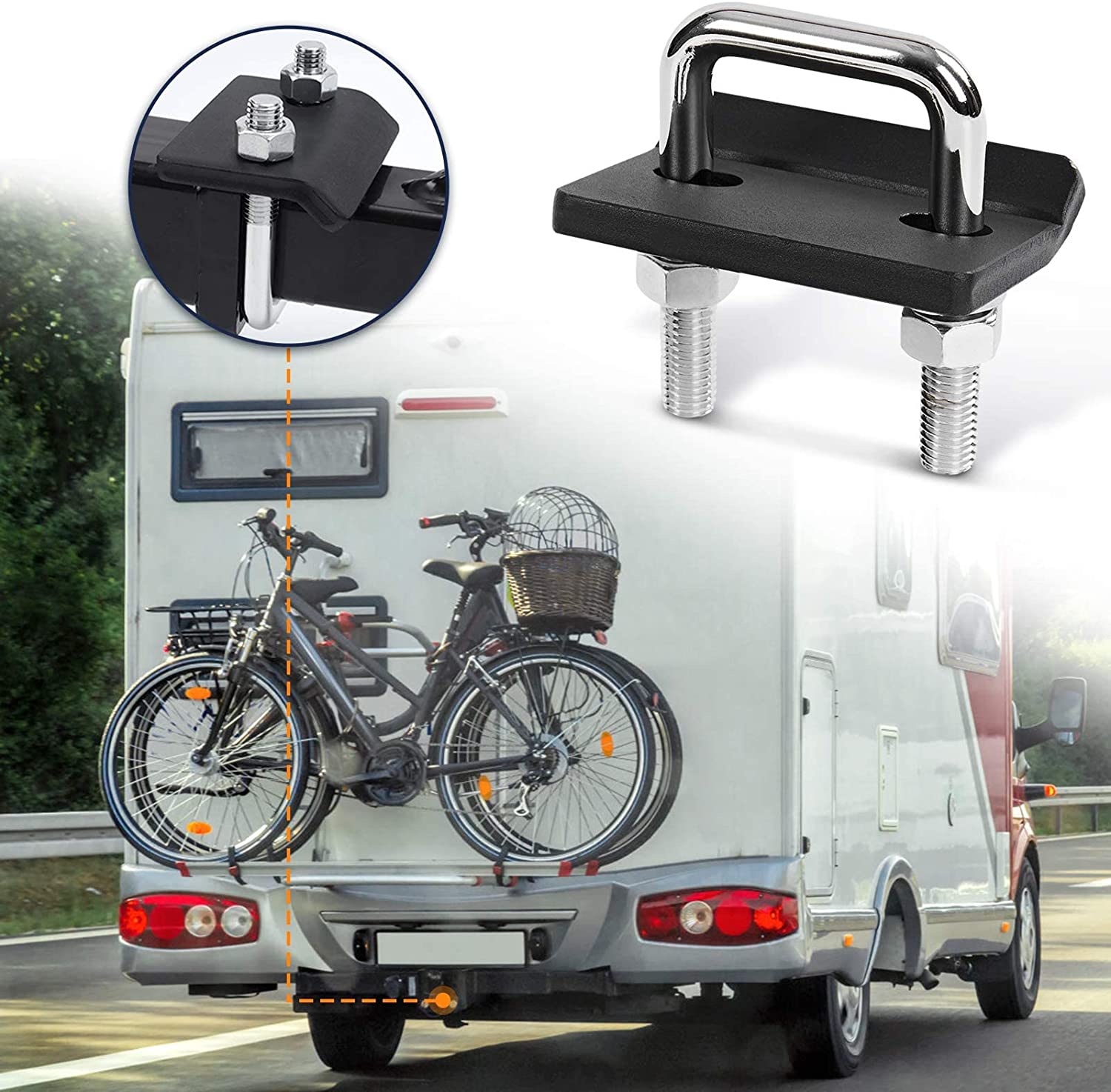 Anti Rattle Stabilizer U Bolt Hitch Tightener Lock Down Tow Bar Clamp Trailer RV Compatible With A Variety Of Tow/carry Vehicles