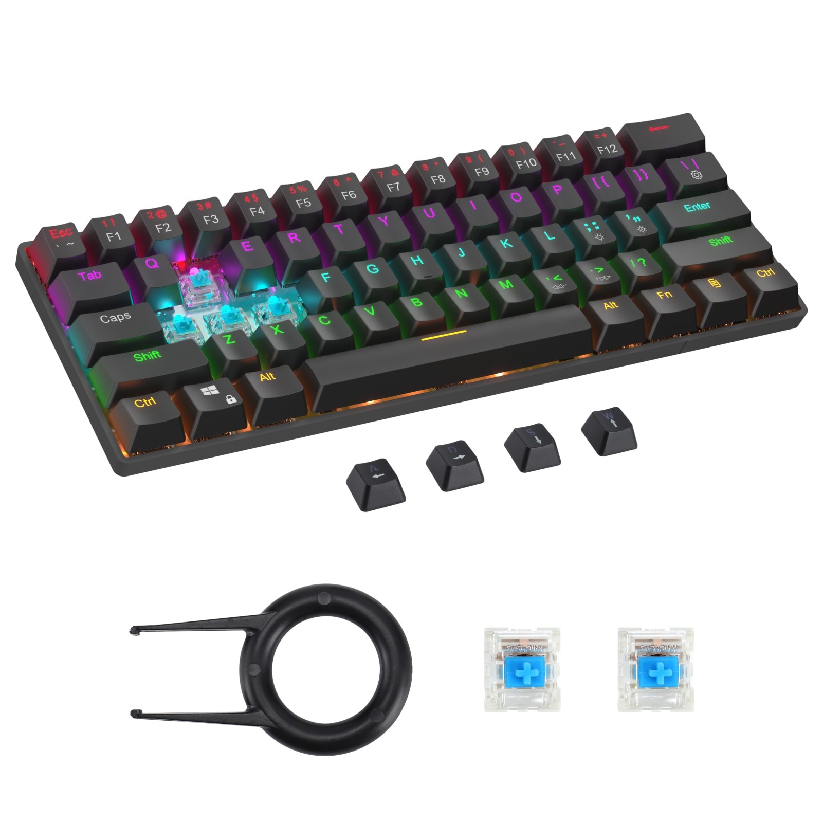 RGB Backlit Gaming Keyboard USB Wired Keybord Gamer MultiMedia Keyboard 61 Keys Mechanical Game For PC Computer Notebook Laptop: Default Title