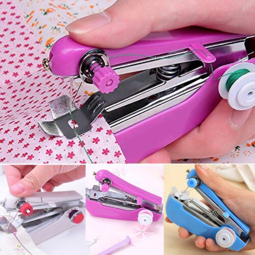 Mini Handheld Sewing Machine Portable Clothes Stitch Manual Sewing Machine Cordless Clothes Fabrics Stitch Set