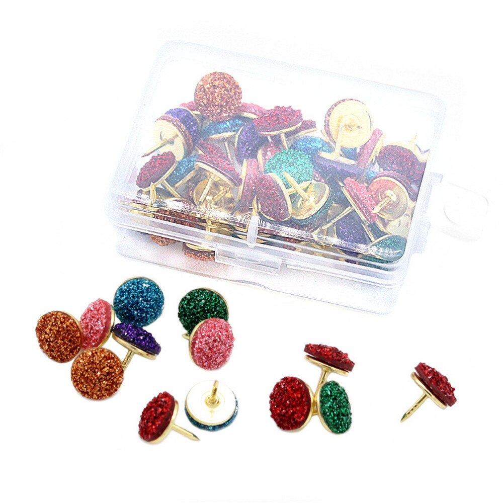 50 Stks/doos Kleurrijke Crystal Punaise Kurk Boord Veiligheid Gekleurde Push Pins Kantoor School Accessoires Briefpapier