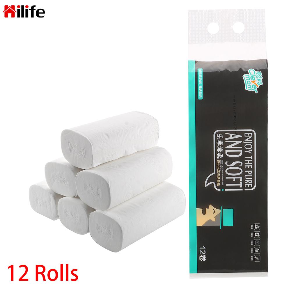 12 Rolls/Lot Toilet Paper Toilet Roll Paper Coreless Toilet Paper Napkin Home Bath Kitchen Tissue Roll 4 Layers