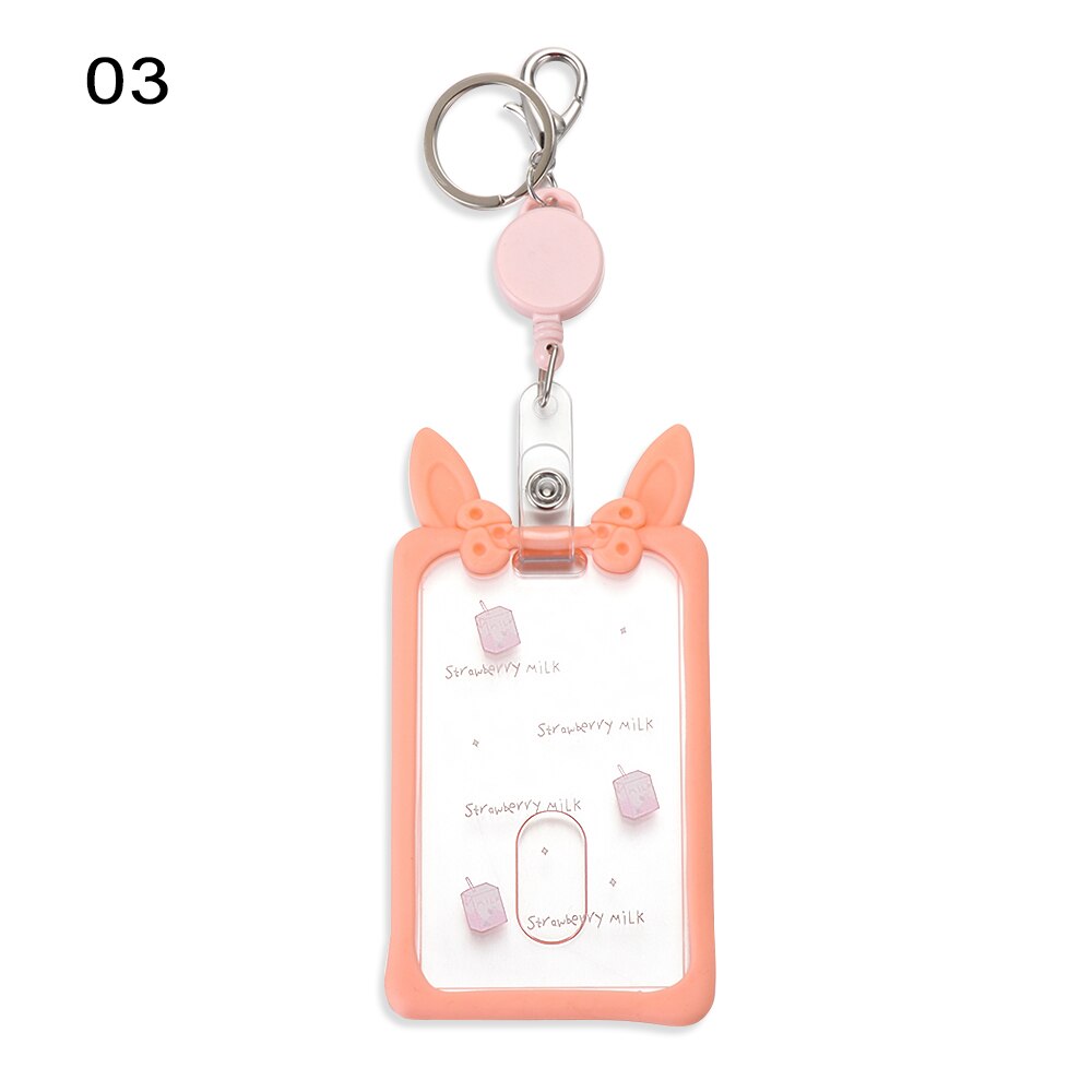 Nette Transparent Frauen Keychain Abzeichen Karte ID Fall Silikon Ohr Versenkbare Mädchen Student Karte Halter Pass Abdeckung Neue: Orange