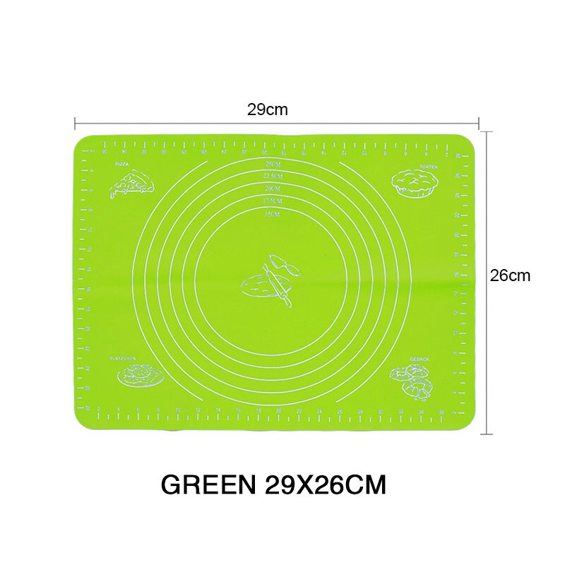 Kneading dough mat silicone Pastry Accessories Sheet Pads Thick Non-stick Rolling Mats Kitchen Cookie Cake Baking Mat Tools: Green 29x26cm
