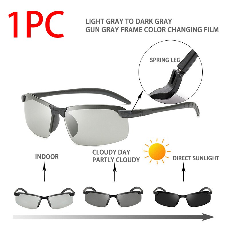 Kantløse solbriller til mand kørsel polariserede mænd solbriller sikkerhed dag og nat fotokromisk nattesyn beskyttelsesbriller  uv400
