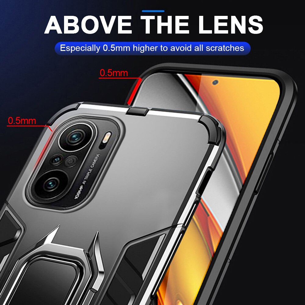 Coque blindée antichoc pour Poco F3 F 3 5G, étui de voiture magnétique avec anneau de protection, Poko Poxo Little PocoF3 Para Funda