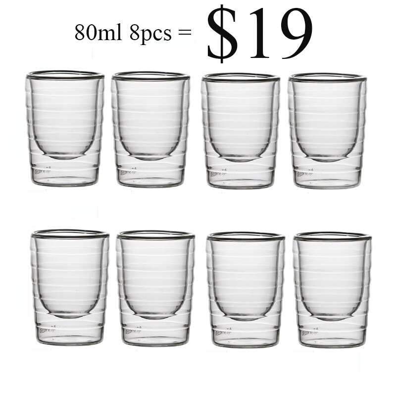 Taza de café transparente de doble capa resistente al calor, Juego de vasos creativos para agua, leche y vino, 85 y 150ml
