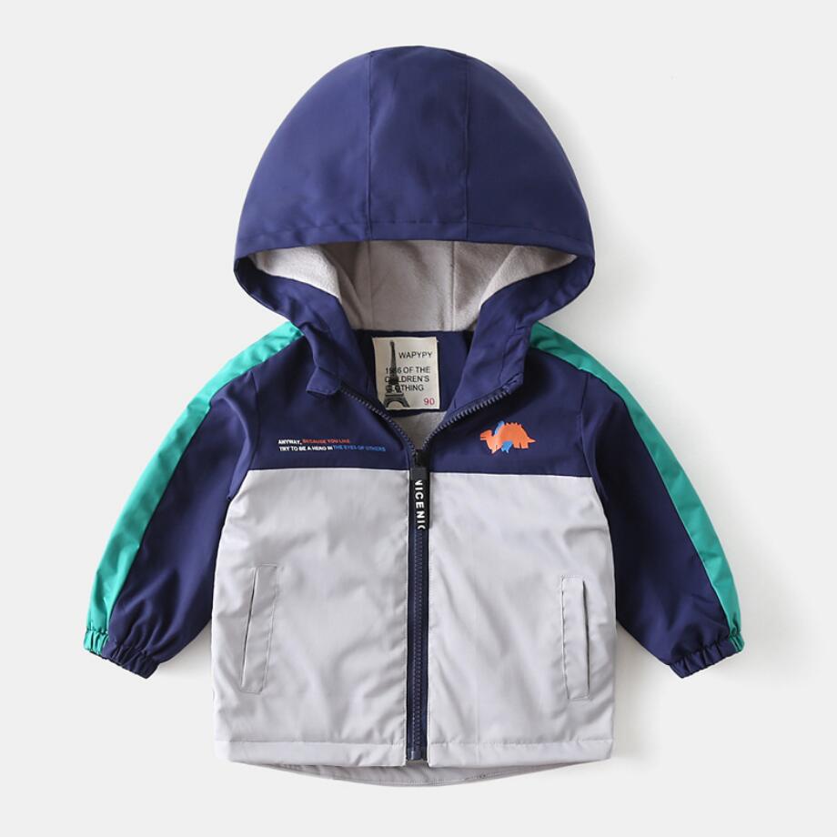 Kinderen Hooded Jas Herfst Lange Mouwen Rits Patchwork Pluche Jas Peuter Kids Uitloper Tops Voor 2-6 jaar: 5T