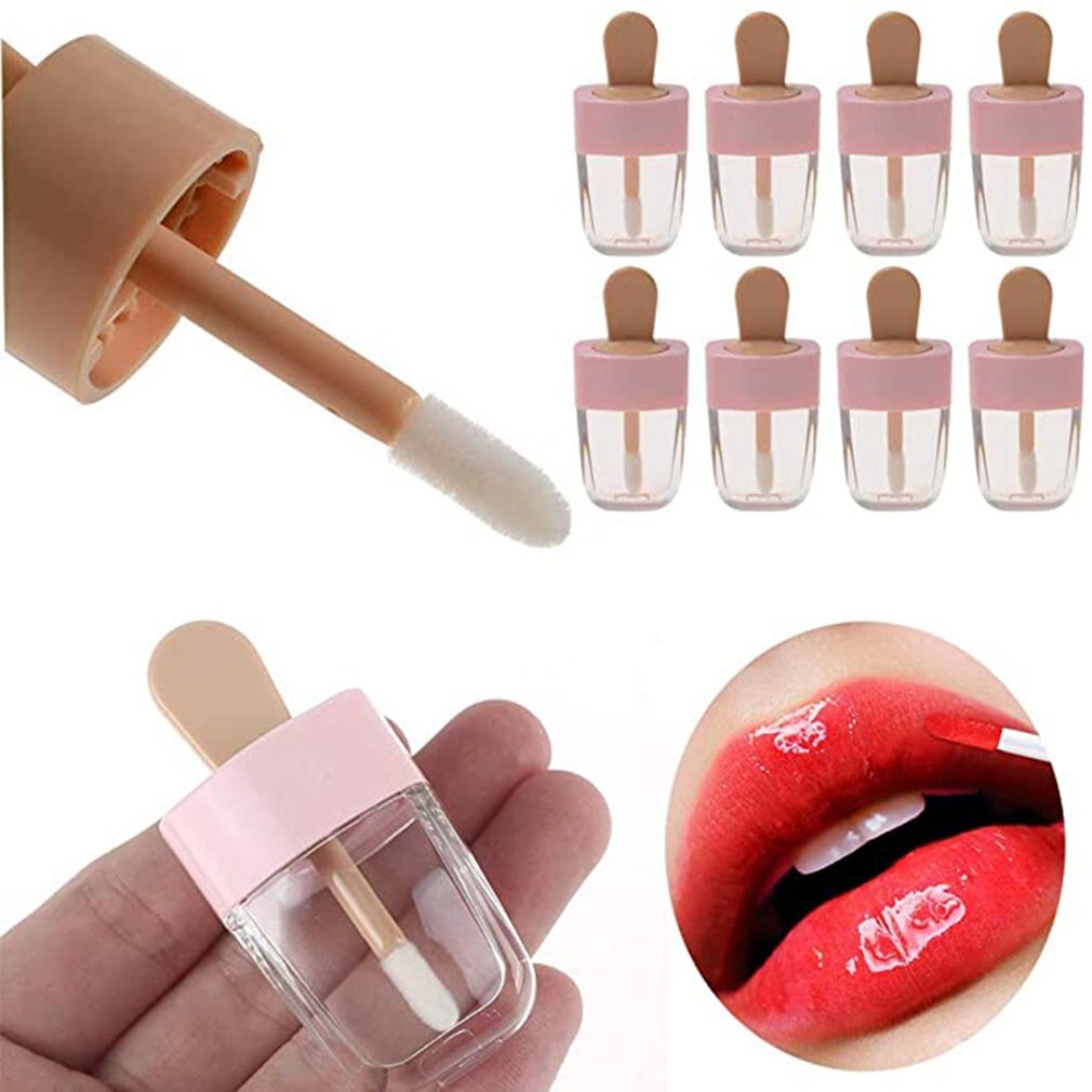 8pcs Empty Ice Cream Shaped Lip Gloss Tube Lip Glaze Tube Empty Tube Refillable Plastic Tube For Lip Balms