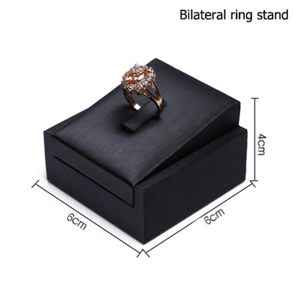 Jewelry Store Black PU Ring Display Holder Riser Jewellery Exhibition Rack Pawn Shop Counter Retail Showcase Stand Organizer: Bilateral stand