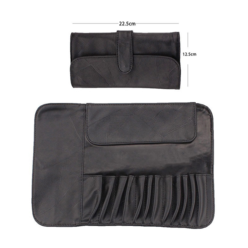 12/14/18 Hole Makeup Brush Bag Functional Cosmetics Case Travel Organizer Make Up Brushes Protector Makeup Tools Rolling Pouch: S / Beige