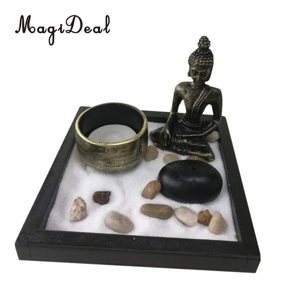 homyl Japanese Zen Garden Sand Tray Buddha Stones Fengshui Meditation Ornament for Home Shop Club Cafe Ba: 01