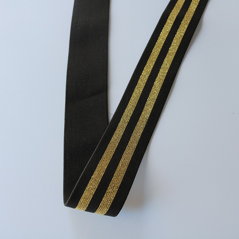 50 meter 50mm glitterstreep elastiek polyester diy kleding naai accessoires taille elastiek band: Zwarte gouden glitter
