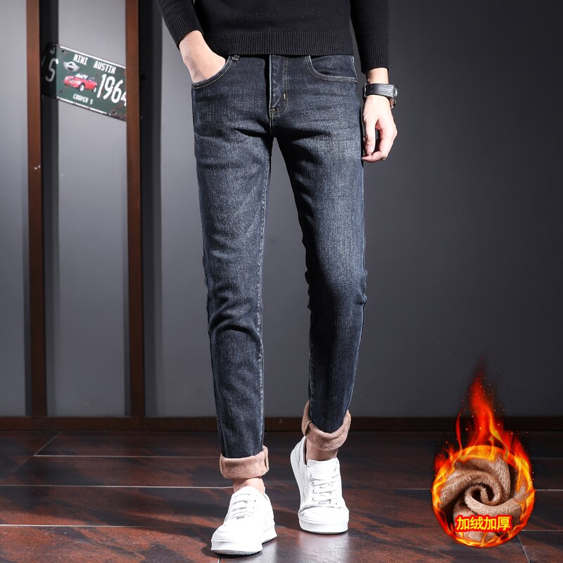 Jantour – jean Slim décontracté pour homme, pantalon Long en Denim, coupe droite, Style anglais, grande taille 28-38, collection hiver