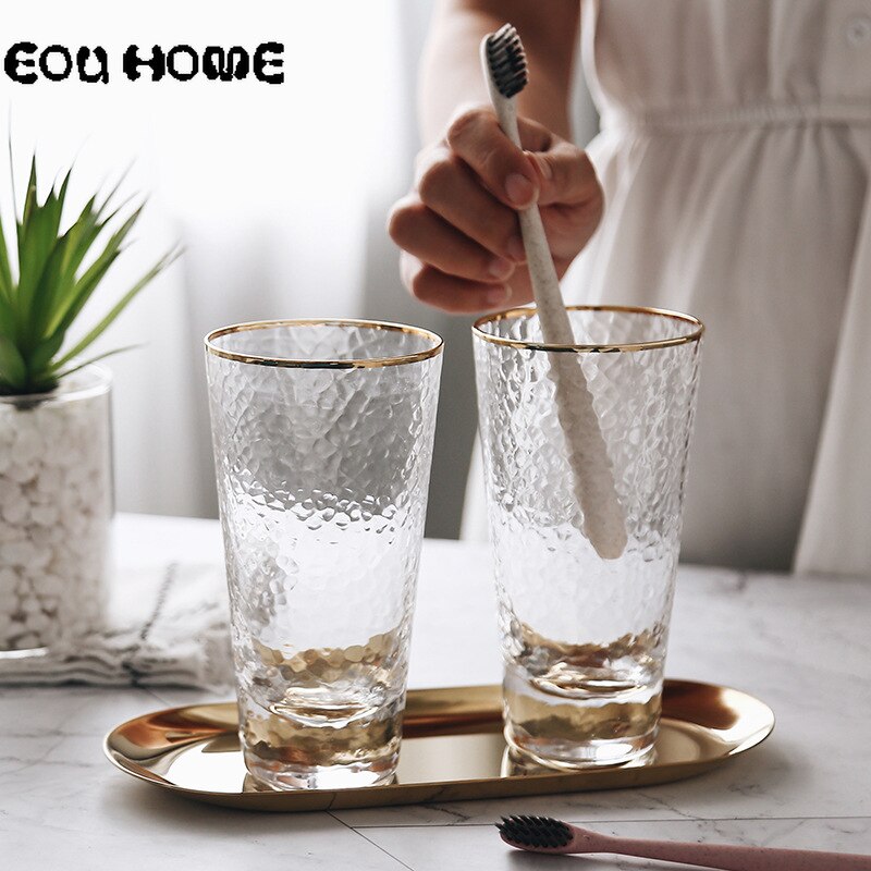 Varmebestandigt glas kung fu te kop japansk stil gylden kant proces rundt vand krus vinglas miljøvenligt hjem te