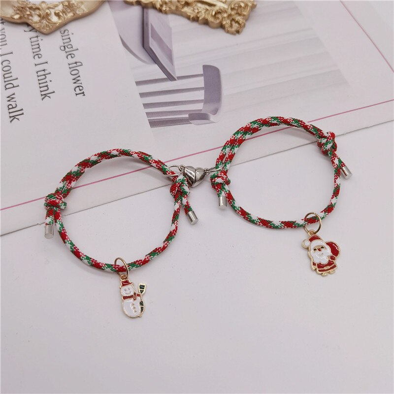 Neue Weihnachten Liebe Magnet Liebe Paar Armband Paar Schneemann Elch Freundin Armband freundschaft armbänder