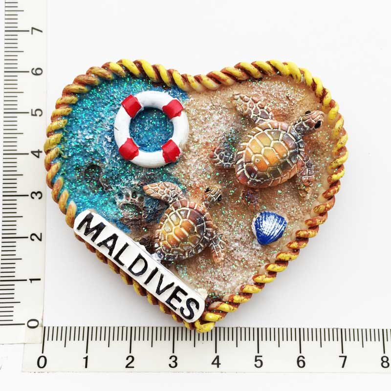 Imanes de nevera de recuerdo turístico de Maldivas asiáticas, artículos de decoración, artesanías, de colección de refrigerador magnético: Caqui oscuro