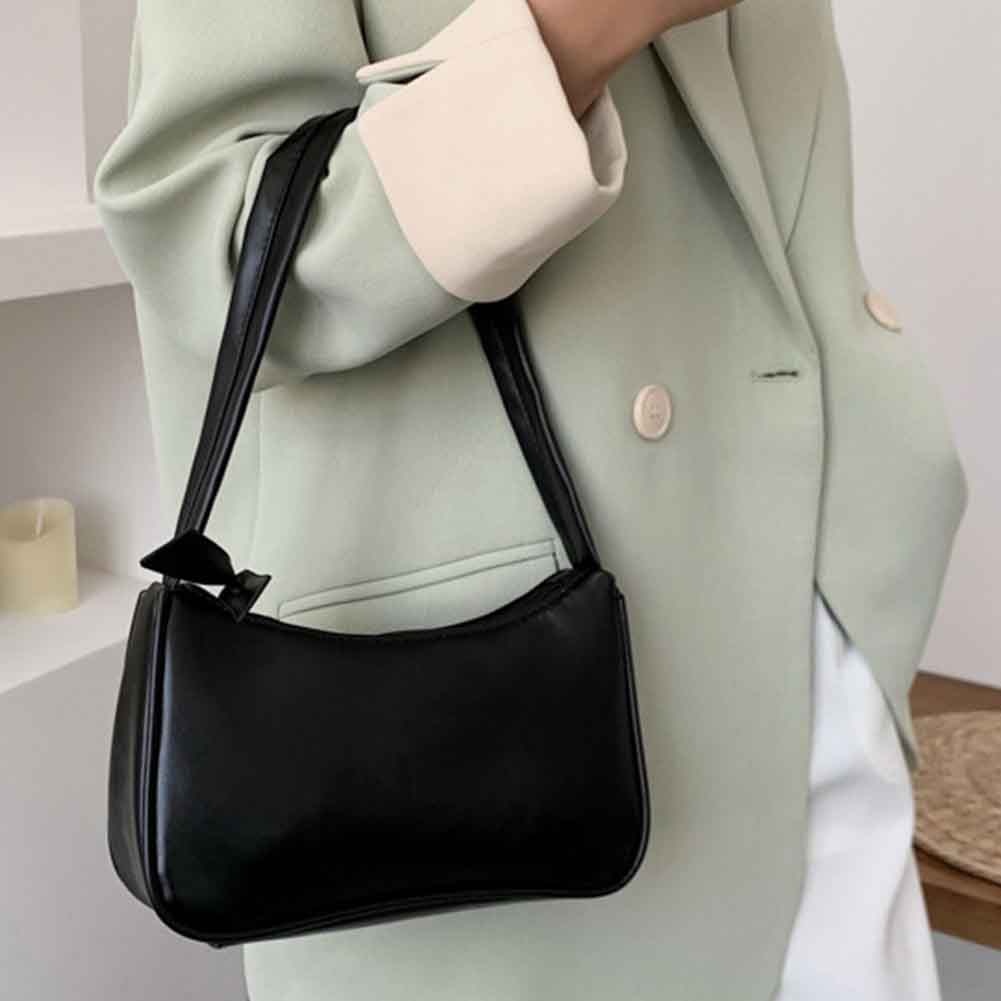 Vrouwen Handtas Retro Handtassen Vrouwen Schoudertassen Onderarm Zak Crossbody Tassen Pu Leer Lichtgewicht: Black