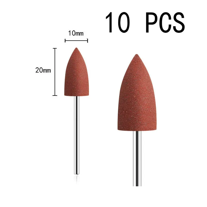 10 teile/satz Silikon gummi Polierer Schleifen Kopf 2,35mm Schaft Nagel bit Nagel Elektrische Maniküre Bohrer Maschine Zubehör: NO.10