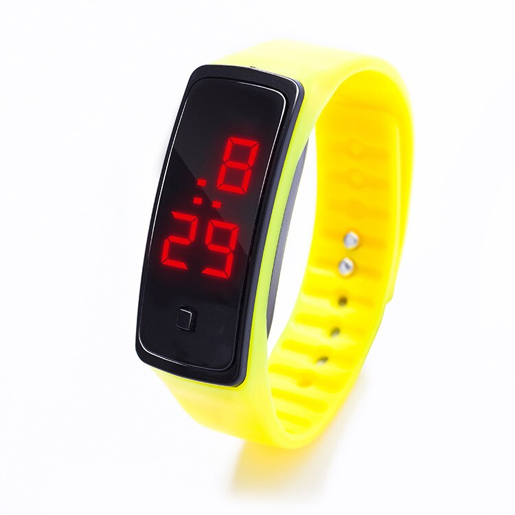 13 kleuren heren dames rode led horloges siliconen dames armband led horloge led digitaal meisjes sporthorloge relogio masculino: Geel