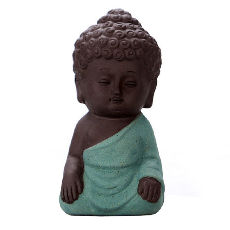 Statues de bouddha en argile | Petites Statues de bouddhisme, Litlle méditation moine Miniature artisanat, Mini moines bouddhisme chinois Zen, 4.9x9.5CM: 2