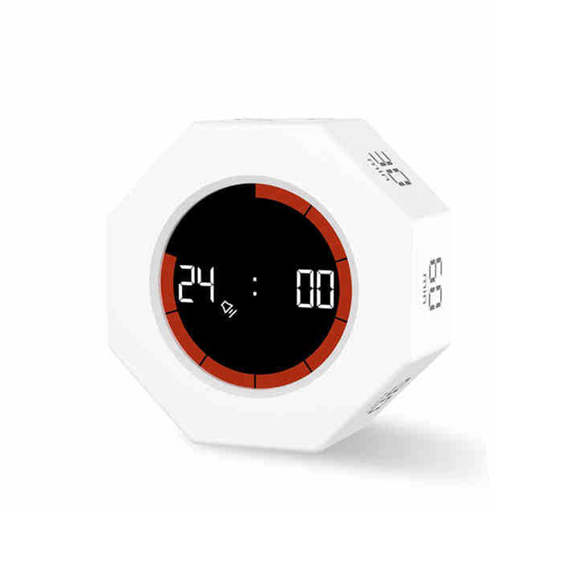 Productiviteit Timer Productiviteit Kubus Timer Zwaartekrachtsensor LED-display 5-vooraf ingestelde tijd Tijdbeheer voor kinderen Keuken Countdown Timer: GRIJS
