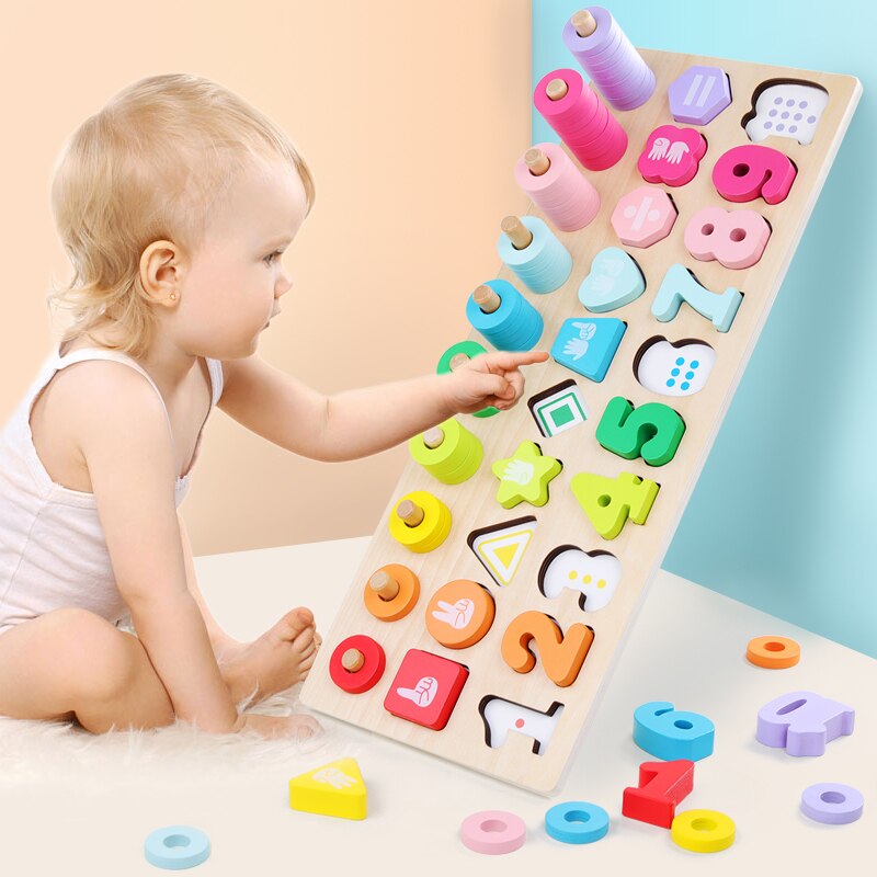 Educational Kids Toys Wooden Toys Geometric Shape Cognition Puzzle Toys Math Toys Early Educational Montessori Toys for Children