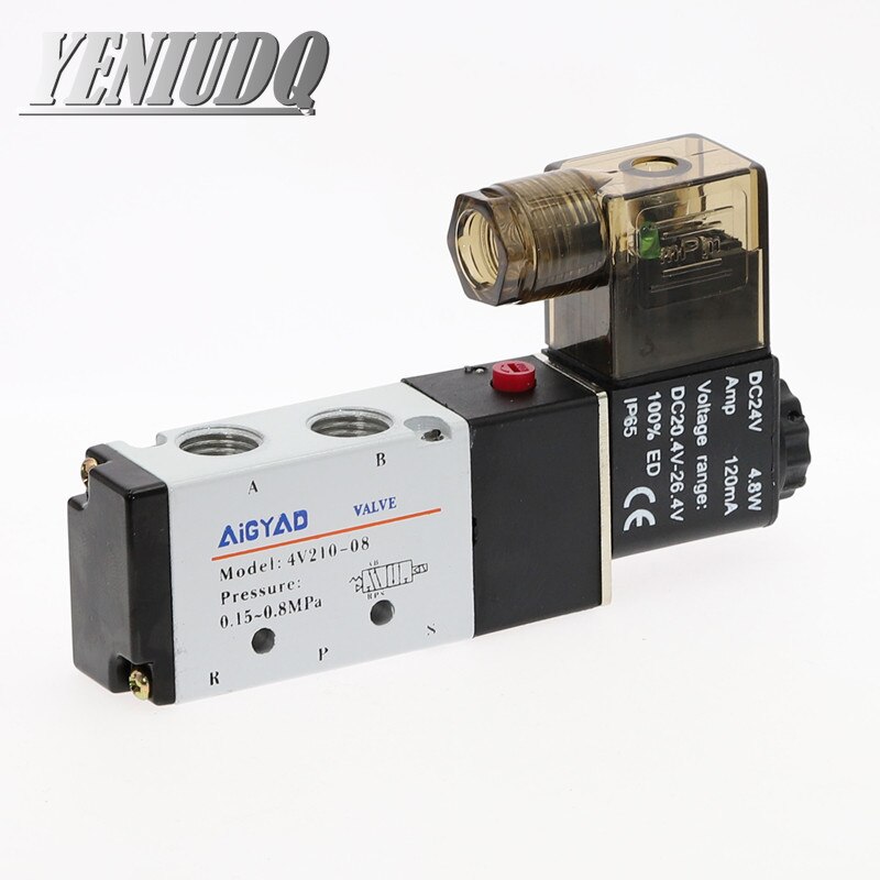 5Way 2 Positie Airtac Elektrische Magneetventiel 4V210-08 1/4 &quot;Port Size DC12V,24V. AC110V,220V, Pneumatische Onderdelen Air Regelklep