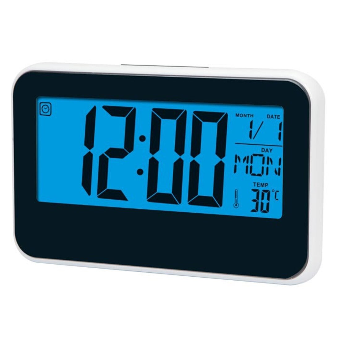 1pc LCD Alarm Clock Digital Display Voice Control Electric Snooze Night Backlight Desktop Table Clocks Watch: Black