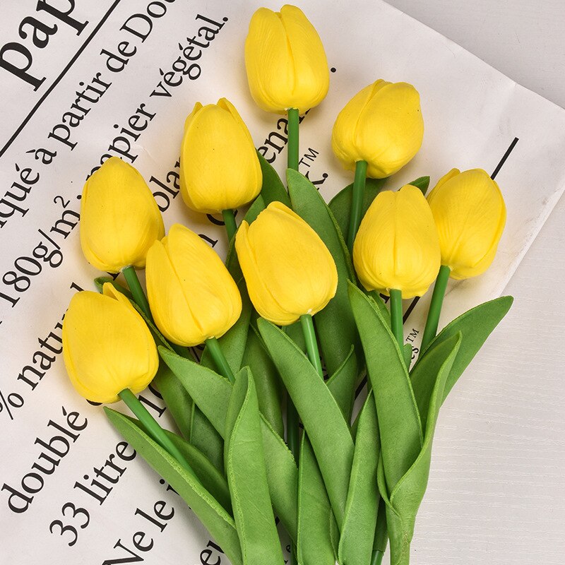 1PC 30cm Real Touch PU Tulips Artificial Flowers for Home Garden Bedroom Decoration flores artificiales para decoracion hogar: Yellow