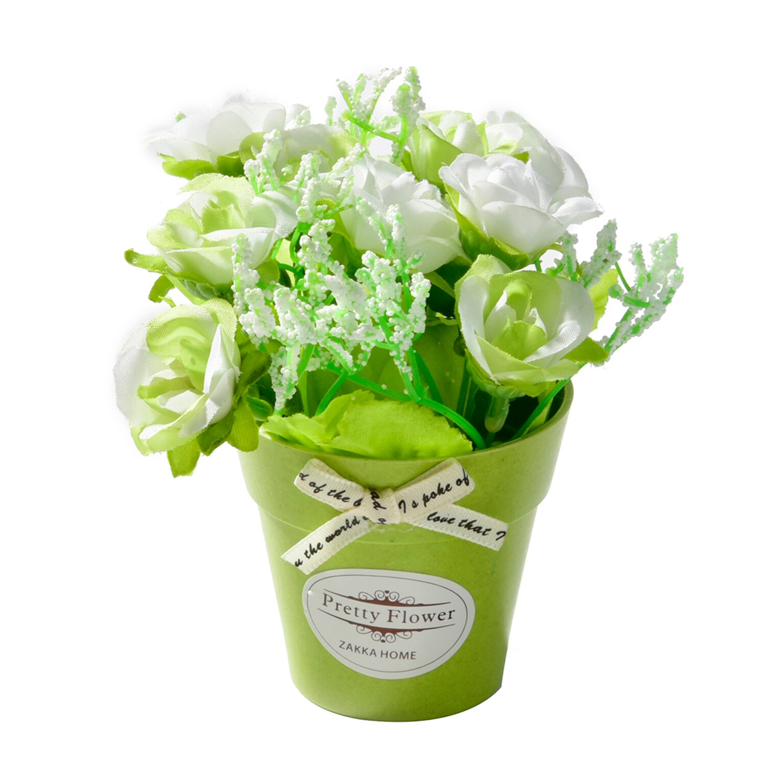 Seide Strauß Blume einstellen Künstliche Topf Blumen Simulation Rose Topfpflanzen Blume Ornamente Tisch Heimat Hochzeit Dekoration: Weiß