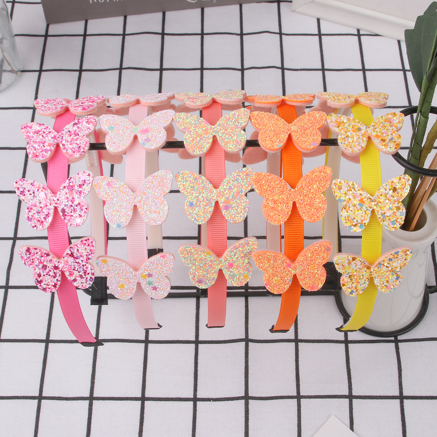 Diademas de mariposa para niñas, diadema brillante con forma de mariposa, diademas con dientes de plástico, accesorios para el cabello para niñas y niños