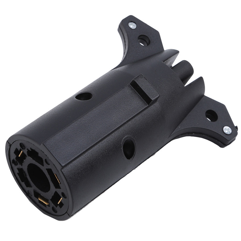 Black 7 Way Round To 4 Pin Flat Trailer Connector Adapter Plug Truck Accessories Trailer Parts
