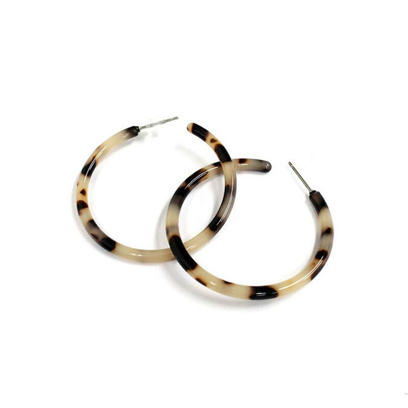 Trendy Leopard Print Tortoiseshell Acetate Plate Round Earrings For Women Stud Earrings Simple Earrings Small Jewelry