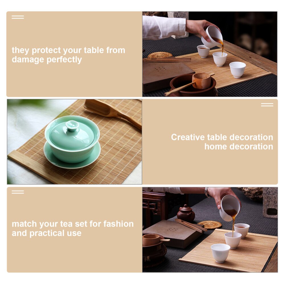 2Pcs Bamboo Wood Placemats Anti-Slip Table Mat Waterproof Placemats