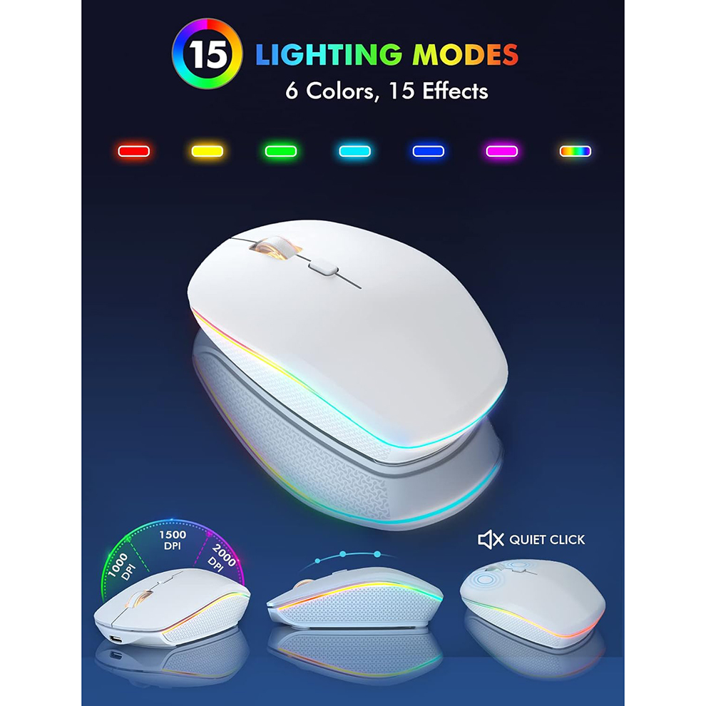 Backlit Wireless Keyboard and Mouse Combo Rechargeable Full-Size Ergonomic 2.4G Quiet Keyboard Mouse for Mac, Windows,Laptop, PC