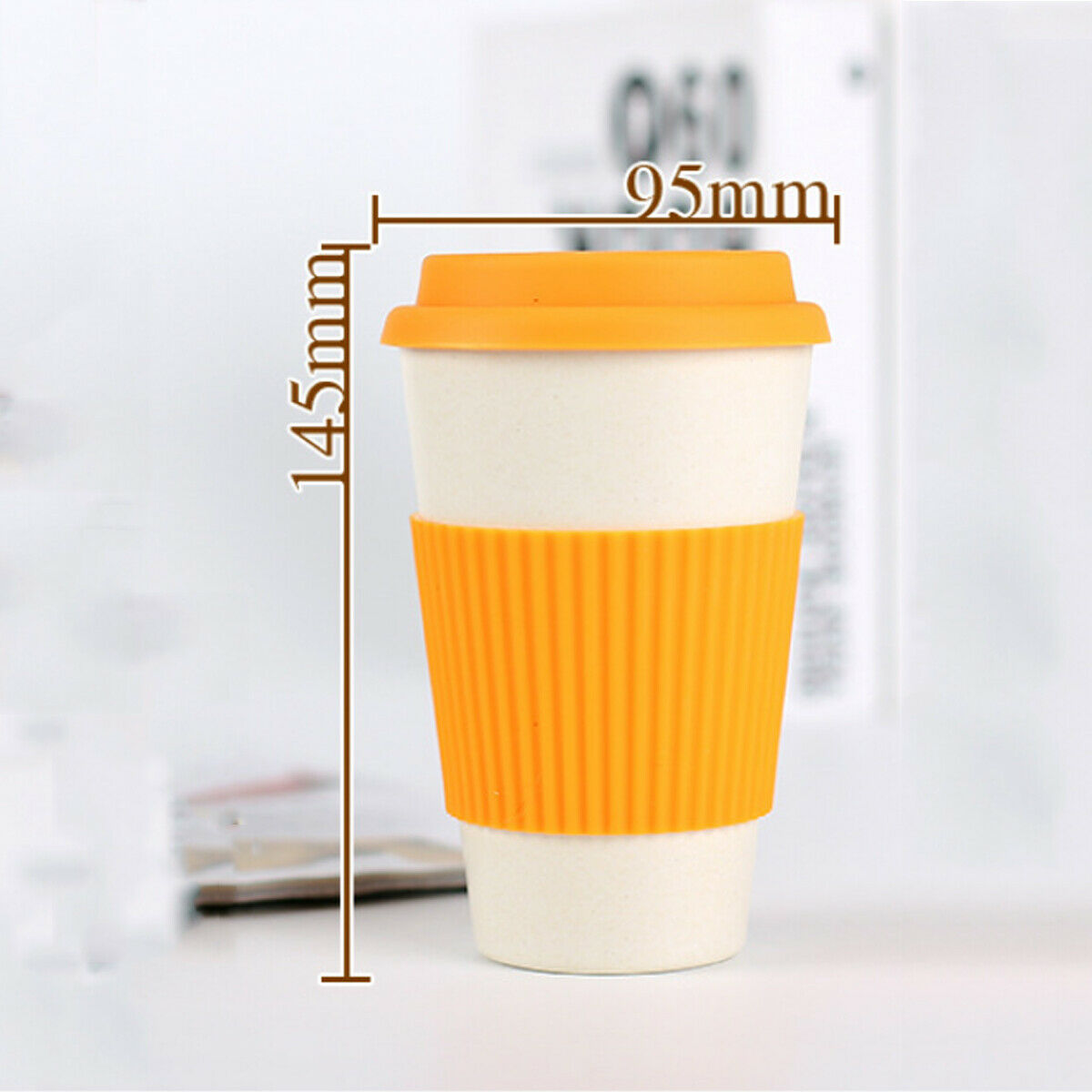 Portable Office Home Bamboo Fiber Coffee Mug Reusable Milk Cup With Lid 400ml